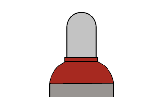 Grafik einer Ethen Gasflasche, rote Flaschenschulter, grauer Deckel