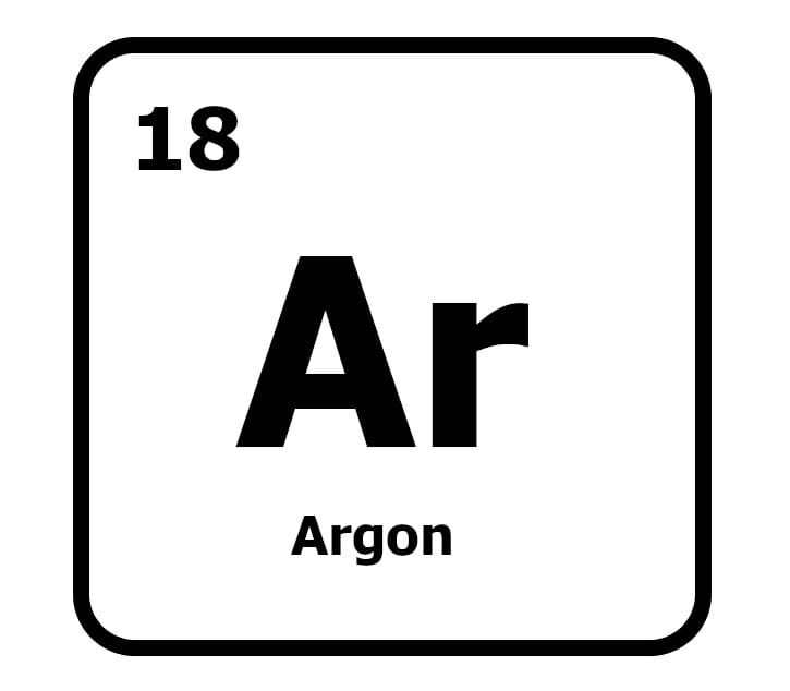 Grafik Periodensystem Kachel Argon schwarz weiß