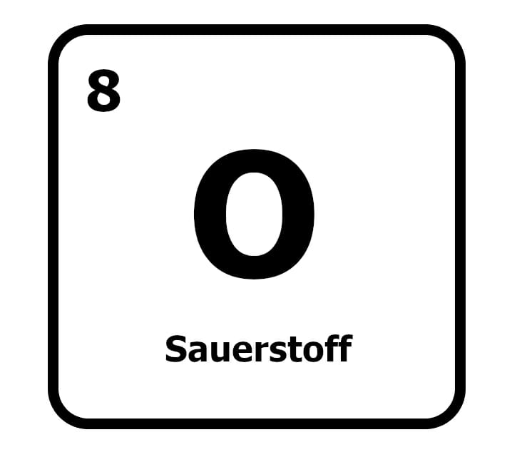 Grafik Periodensystem schwarz-weiß Kachel Element Sauerstoff